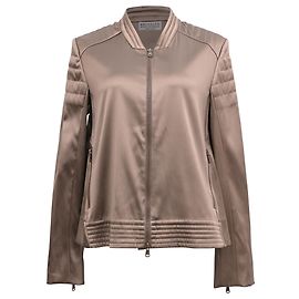 Giacca Bomber Brunello Cucinelli in Seta Marrone Marrone