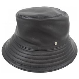 Chapéu de couro de bezerro Hermès FRED 58 Preto