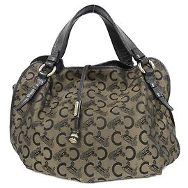 Céline Bolsa de Ombro em Lona e Couro Celine Bittersweet Dourado Metálico