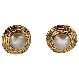 Pendientes de metal vintage Chanel Blanco