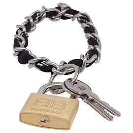 Portachiavi con lucchetto in metallo argento Balenciaga Argento