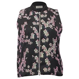 Dries Van Noten metallischer Kirschblüten-Brocade-Weste aus schwarzem Polyester Schwarz