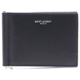 Yves Saint Laurent Saint Laurent Leather Bill Clip Wallet Black Black