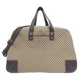 Céline Celine Canvas Boston Bag Brown Beige