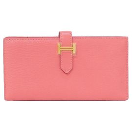 Hermès Béarn Soufflet Chevre Long Wallet Pink