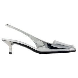 Fold Mirror Kitten Pumps - Courreges - Synthetic - Silver Silvery Metallic