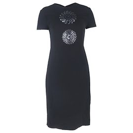 Robe fourreau en viscose noire ornée de sequins Prada Noir