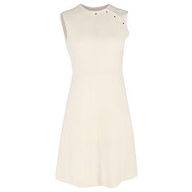 Vestido mini sem mangas em A da Prada em lã marfim Branco Cru