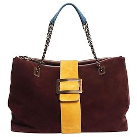 Roger Vivier Grand sac à main en daim bordeaux Bordeaux