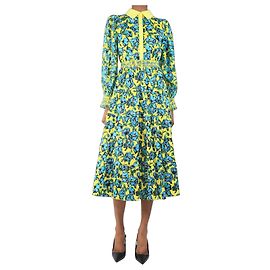 Alice + Olivia Vestido midi estampado floral amarillo - talla UK 6 Amarillo