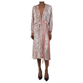 Jenny Packham Rosa Pailletten-Wickelkleid - Größe UK 6 Pink