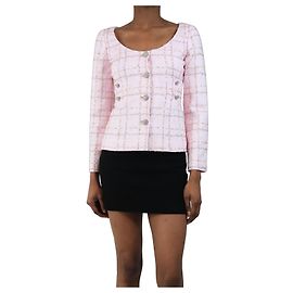 Alessandra Rich Top de bouclé rosa con botones - talla UK 4 Rosa