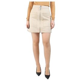 Acne Jupe mini beige à fermeture éclair - taille UK 10 Marron
