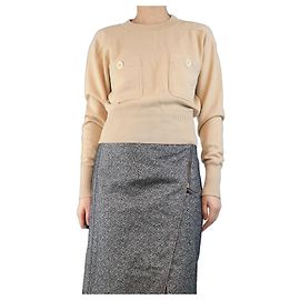 Chloé Beige Wollpullover mit Fronttasche - Größe XS Braun