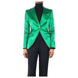 Dolce & Gabbana Grüner Satin-Emerald-Ein-Knopf-Blazer - Größe UK 6 Grün