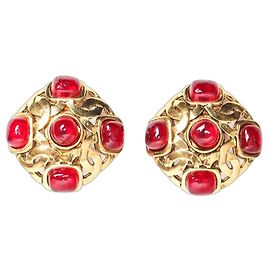 Chanel Goldene CC Gripoix Clip-Ohrringe Golden