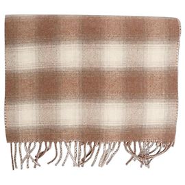 Loro Piana Sciarpa in flanella marrone con frange Marrone