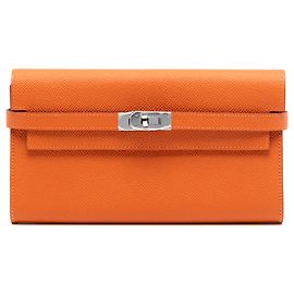 Cartera larga Hermès Kelly en Epsom naranja Naranja