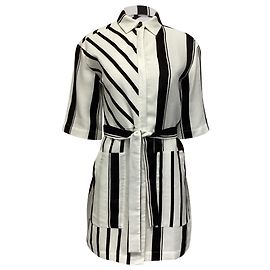 Abito camicia a righe con cintura Maje Ronson in viscosa bianca Altro Stampa python