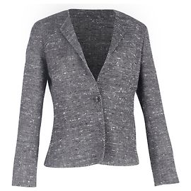 Max Mara Single-Breasted Tweed Blazer in Grey Wool Grey