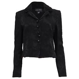 Giorgio Armani Brocade Single-Breasted Blazer in Black Satin Black