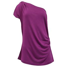 Diane Von Furstenberg One-Shoulder Blouse in Purple Silk Purple