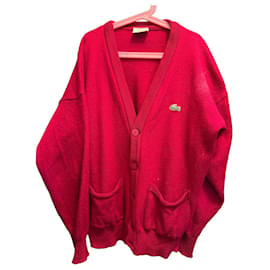 Chaleco Lacoste de algodón rojo oscuro Burdeos