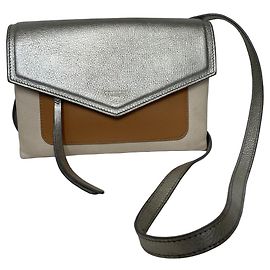 Bolsa transversal Givenchy Duetto em couro prateado Prata