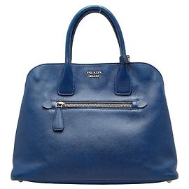 Prada Blue Saffiano Leather Handbag Blue