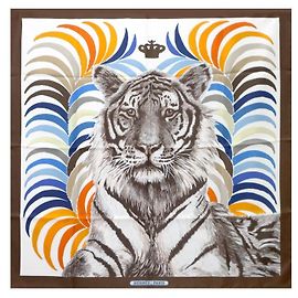 Hermès Sciarpa Grande Carre 90 Hermes Marrone Bianco Multicolore