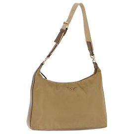 Borsa a Spalla PRADA Nylon Beige Oro Auth 160150 Beige D'oro
