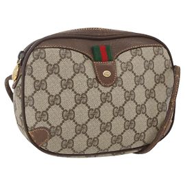 Bolsa Sherry Line GG Supreme Web da GUCCI em PVC bege e dourado 89 02 066 Auth 160474 Bege Dourado