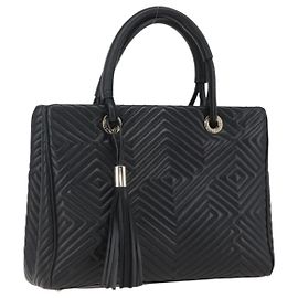BALLY Borsa a mano in pelle nera e oro Auth 158990 Nero D'oro