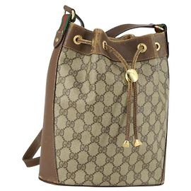 Gucci Borsa GG Supreme Web Sherry Line PVC Beige Oro 41 02 034 Auth 156424 Beige D'oro