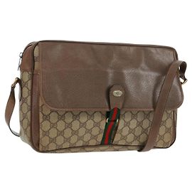 Borsa Gucci GG Supreme Web Sherry Line in PVC beige e oro 904 02 064 Auth bs32049 Beige D'oro