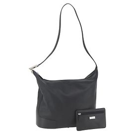 LOEWE Shoulder Bag Leather Black Silver Auth bs32120 Black Silvery