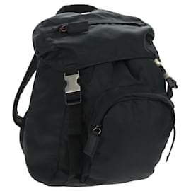 PRADA Backpack Nylon Black Silver Auth bs31838 Black Silvery