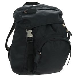 PRADA Rucksack aus schwarzem Nylon mit silberner Authentizität bs31838 Schwarz Silber