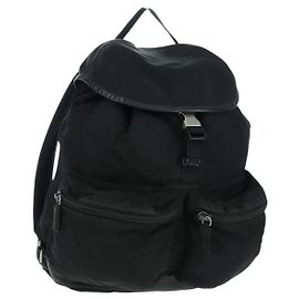 PRADA Backpack Nylon Black Silver Auth bs31873 Black Silvery
