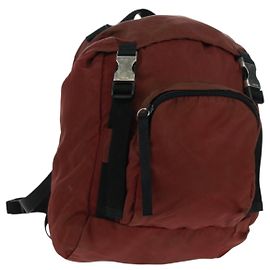 PRADA Rucksack aus rotem Nylon mit Silber authentisch bs32073 Silber Rot