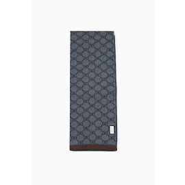 Gucci GG Monogram Unisex Scarf Black / Gray - New Without Tags Black Grey
