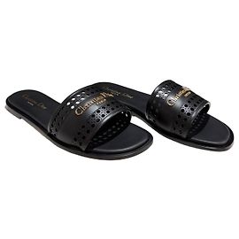 Dior D-Lane Sandal Black Calfskin with Perforated Microcannage Pattern Black