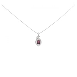 Autre Marque Pt900 Pt850 Ruby Diamond Necklace Red