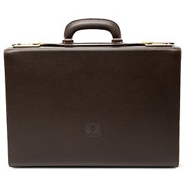 LOEWE Briefcase in pelle marrone con anagramma Marrone Marrone scuro