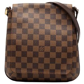 Louis Vuitton Musette Salsa en Damier Ébano marrón con correa larga Castaño