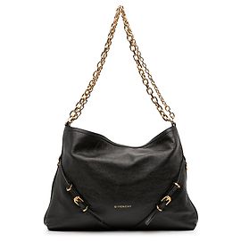 Givenchy Black Medium Leather Voyou Chain Crossbody Black