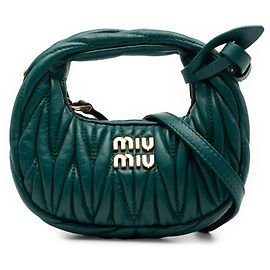 Bolsa Wander Miu Miu em micro nappa matelassé verde Verde Verde escuro