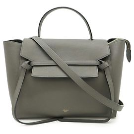 Céline Bolsa Mini Belt em couro cinza Celine Marrom