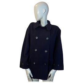 Autre Marque Oversized Damenmantel STEFANEL aus marineblauer Wolle – Zeitlose Eleganz Marineblau