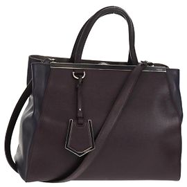FENDI 2 JOURS Handtasche Leder 2-in-1 Lila Silber Authentisch 157911 Silber Lila